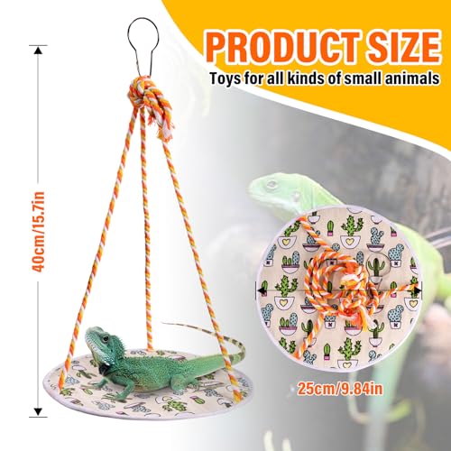 Lizard Swing Hammock, 15.7 * 9.8 Inch Reptile Hammock Climbing Hanging Bed for Bearded Dragon, Lizard, Gecko, Snake (Green Cactus) - color: Green Cactus