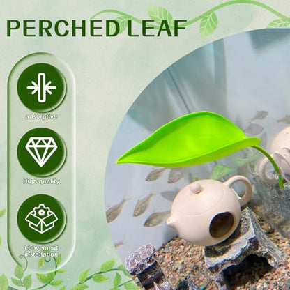 Turtle Basking Platform, Tree Frog Tank Accessories, Leaf Shape Bearded Dragon Basking Platform with Suction Cups, Leopard Gecko Tank Accessories, Turtle Tank Decor (3Pcs，Green)