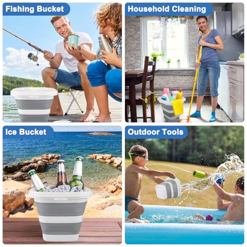 Car Wash Bucket 5L, Collapsible Bucket for Cleaning Supplies, Folding Mop Buckets Water Storage Containers for Camping Gardening Finishing Beach Outdoor RV Sink Wash Basin Ice Tub Swamp Emergency Prep - size: 5L