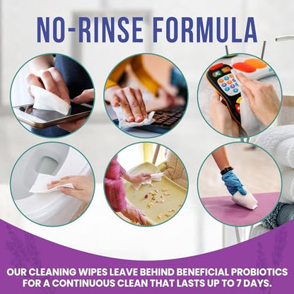 TEEM Probiotic Cleaning Wipes, Natural & Compostable, Lavender - 30 Count | Microcleans Surfaces, Multi Surface Wipe, Home Compostable, Biodegradable, Enzyme Cleaner, Gym Wipe - size: 30 Count (Pack of 1)