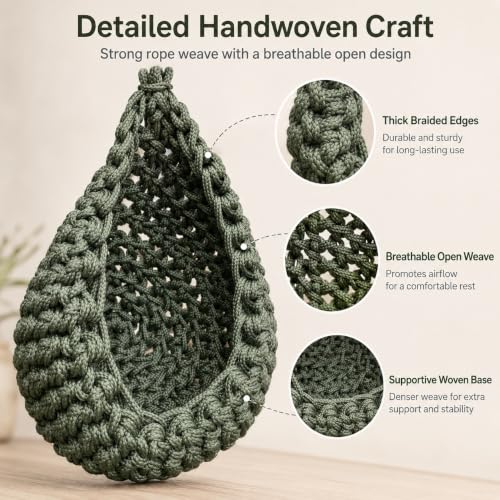 Snake Hammock for Terrarium, Handwoven Reptile Hanging Sleep Pouch, Soft Rope Hideout for Gecko, Small Lizard Tank Accessories(Gray) - color: Gray