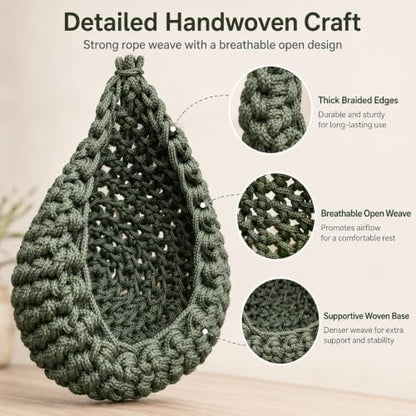 Snake Hammock for Terrarium, Handwoven Reptile Hanging Sleep Pouch, Soft Rope Hideout for Gecko, Small Lizard Tank Accessories(Green) - color: Green