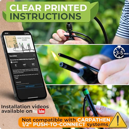 Drip Irrigation System Kit for Garden Watering, Sprinkler, 100 ft | For Garden, Yard, Raised Beds, Plants, Lawn, with Barbed 5/16 Mainline + 1/4 Tubing + 30 Emitters, 20-45 PSI and up to 40 GPH - size: Barbed Fitting 100 feet