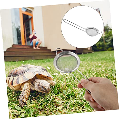 Kisangel 2PCS Reptile Sand Shovel Set Fine Mesh Litter Scoop for Bearded Dragons Desert Lizards and Small Animals Stainless Steel Sand Filtering Tool Long Handle