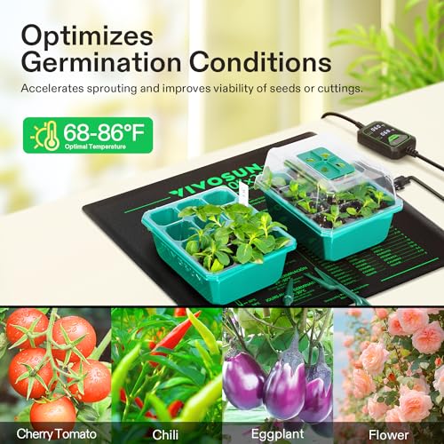 VIVOSUN 20"x20.75" Seedling Heat Mat with Built-in Temperature Controller | UL & MET-Certified Waterproof Plant Heating Pad for Germination, Hydroponics, Brewing, Breeding, and Greenhouses - size: 20"x20.75"