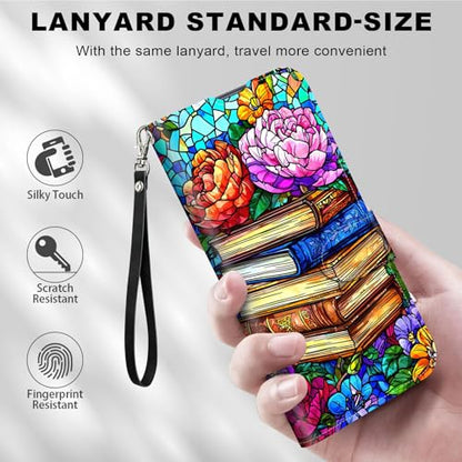 for Cricket Outlast 5G 2024 Wallet case with RFID Blocking Credit Card Holder Kickstand, Folio Flip PU Leather Shockproof Protective Cover for AT&T Motivate Pro 5G, Stack of Books - color: Stack Of Books