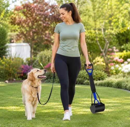 24 Inch Heavy Duty Foldable Pooper Scooper for Large, Medium & Small Dogs, Durable Springs, Interlocking Serrated Jaws, One-Hand Operation, Premium Outdoor Waste Pick-Up Tool - size: 24 inch