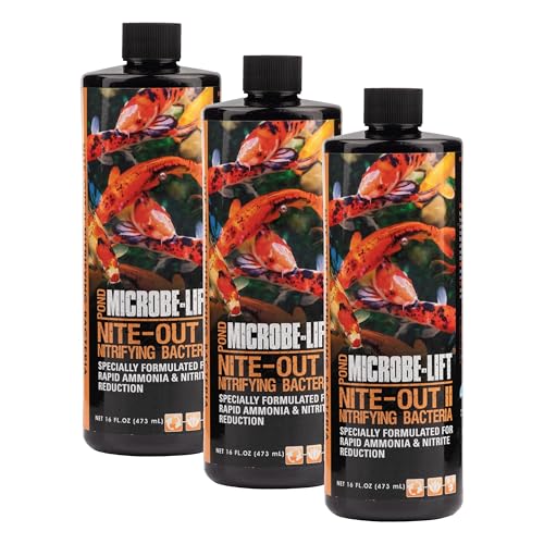 MICROBE-LIFT Nite-Out II Water Cleaner for Outdoor Ponds and Water Gardens, Rapid Ammonia and Nitrite Reduction (16 Ounces) (Pack of 3) - size: 16 Ounces (Pack of 3)