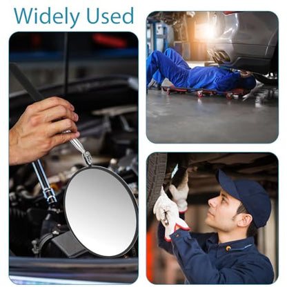 Telescoping Inspection Mirror, Circular Inspection Mirror, Flexible Inspection Mirror 360 Rotation with Extended Handle Round Inspection Mirrors for Checking Vehicle Condition(Dia-4 Inch) - size: 4 Inch