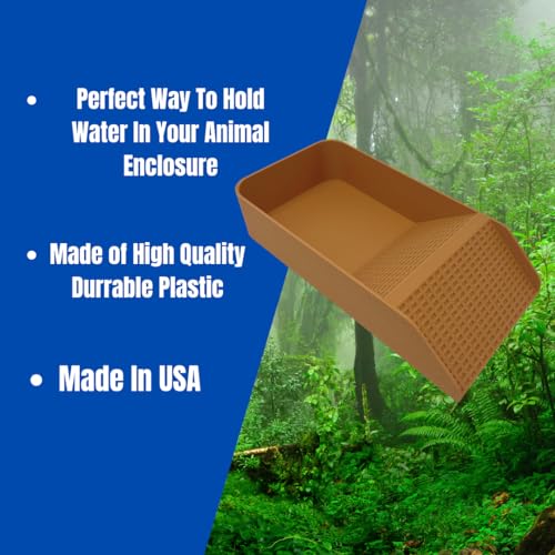 Hermit Crab, Lizard, Turtle, Amphibian XL Watering Pool | Platform Pool Accessory with Access Ramp for Pet Habitats | 9.75" x 5" | Made in USA (X-Large) (Salt Only, Tan) - color: Salt Only, Tan