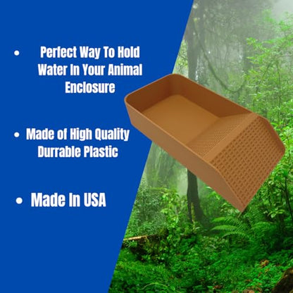 Hermit Crab, Lizard, Turtle, Amphibian XL Watering Pool | Platform Pool Accessory with Access Ramp for Pet Habitats | 9.75" x 5" | Made in USA (X-Large) (Salt Only, Tan) - color: Salt Only, Tan