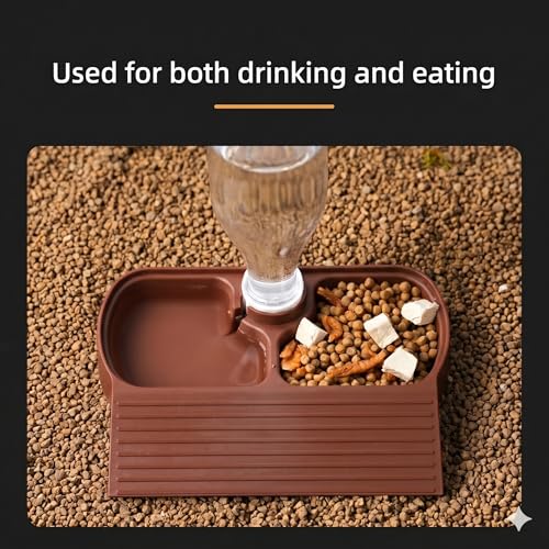 Automatic Reptile Water Feeder Automatic Water Dispenser with Ramp 2-in-1 Turtle Water Bowl Food Dish for Tortoise, Gecko, Snake, Bearded Dragon, Lizard (Brown Red) - color: Brown Red