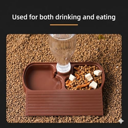Automatic Reptile Water Feeder Automatic Water Dispenser with Ramp 2-in-1 Turtle Water Bowl Food Dish for Tortoise, Gecko, Snake, Bearded Dragon, Lizard (Brown Red) - color: Brown Red