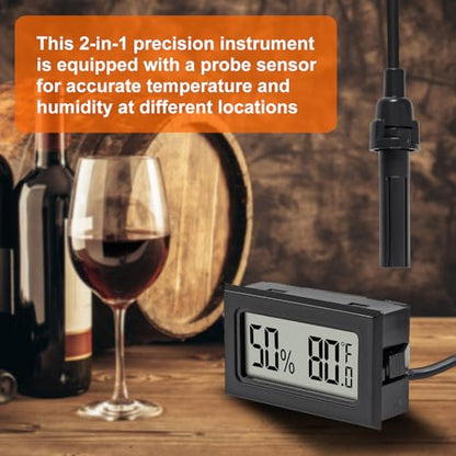 6Pcs Mini Digital Thermometer Hygrometer Gauge Indoor with Probe Sensor LCD Display Meter Temperature Humidity Fahrenheit Meter for Incubator Reptile Plant Tank Garden ℉ - size: 6 PCS