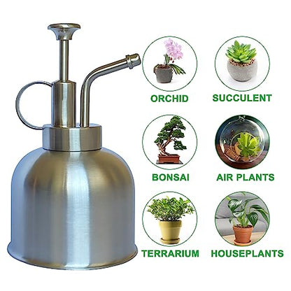 Stainless Steel Plant Sprayer, Small Watering Can for Indoor Potted Plants - color: 10oz/ Matte Silver