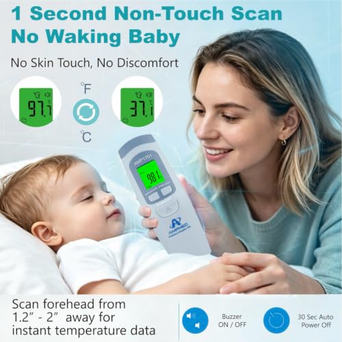 Medical Grade Forehead Thermometer | For Adults, Kids, Baby, Non-Contact Digital Infrared Fever Detection - color: Serenity
