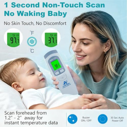 Medical Grade Forehead Thermometer | For Adults, Kids, Baby, Non-Contact Digital Infrared Fever Detection - color: Serenity