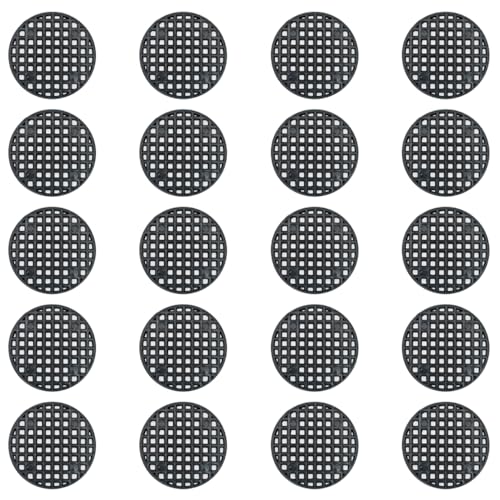 HAHIYO 20PCs 2.6Inch/6.5cm Black Round PP Plastic Flower Pot Hole Mesh Pad Bottom Grid Mat Bonsai Drainage mesh Hole Screens Gasket Prevent Soil Loss Breathable Gasket Drainage Netting for Bonsai - size: Round-2.6In-20P