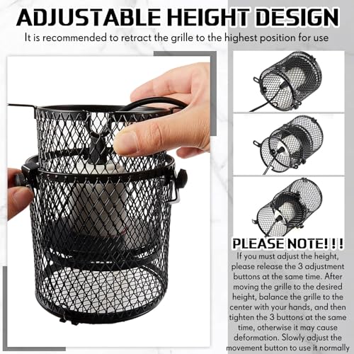 Retractable Reptile Heat Lamp Holder, Ceramic Heat Emitter Lamp-Cage with Adjustable Anti-Scald Mesh Cage Heating Lamp Stand for Pet Amphibian Snake Lizard Frog Chick, Without Bulb(White) - color: White
