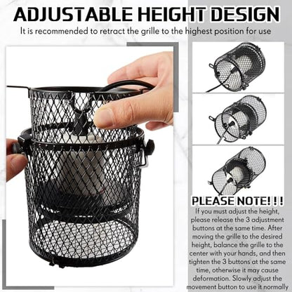 Retractable Reptile Heat Lamp Holder, Ceramic Heat Emitter Lamp-Cage with Adjustable Anti-Scald Mesh Cage Heating Lamp Stand for Pet Amphibian Snake Lizard Frog Chick, Without Bulb(White) - color: White