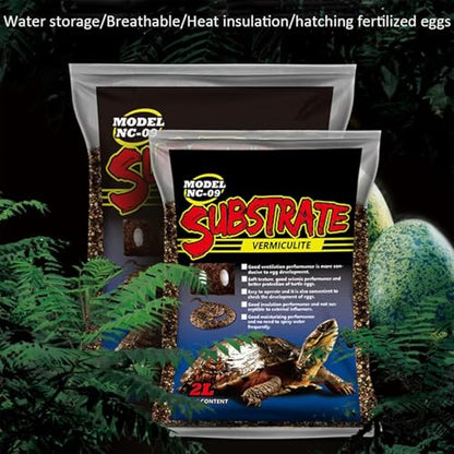 Hamiledyi Reptile Substrate Vermiculite Bedding Snake Hibernant moisturizing Soil Terrarium Bedding for Snake Tortoise Lizard Hatching Eggs(2.1Quart/2L) - size: S-2L