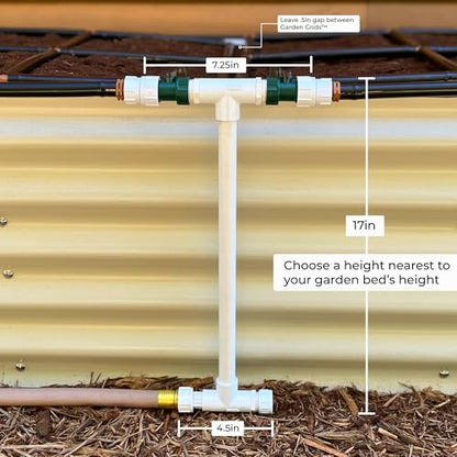 Garden Grid Manifold - 17" Tall, Double Style | Link All of Your Garden Grids So They Water Together | Ideal for Side-By-Side Garden Grid Connections - size: 17", style: Double