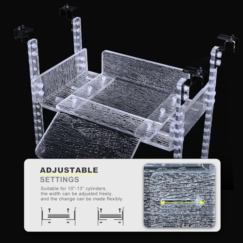 Adjustable Turtle Basking Platform, 16-19 Inch Wide, Slip-Resistant Ramp, Acrylic, Transparent, Ideal for Turtle Tank Accessories - size: L