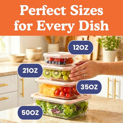 Non-Toxic Glass Food Containers with Lids, 4-Pack, Multi-Size, Gray | Plastic & BPA free. Glass body, glass lid & platinum silicone seal. Airtight & leakproof. Freezer & microwave safe. - color: Gray, size: Multi Size
