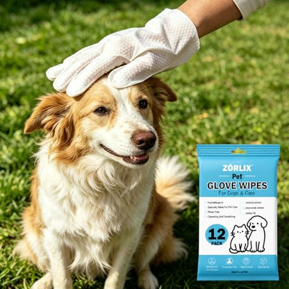60Pcs Hypoallergenic Pet Glove Wipes for Dogs & Cats | Deodorizing Hydrating Pet Cleaning Gloves for Paws, Ears, Face & Butt, Home & Travel Dry Bath - size: 60PCS