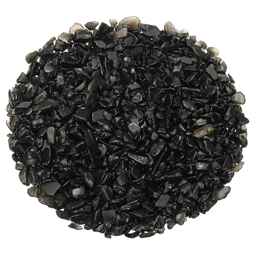 Crystal Chips Stone, 0.44 Lb Fluorite Gravel Rocks (Black Obsidian, 5-7 Mm) - color: Black, size: 5 - 7 mm