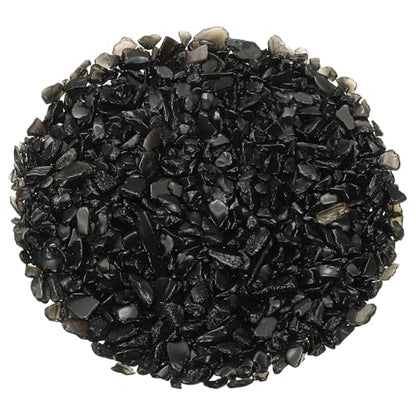 Crystal Chips Stone, 0.44 Lb Fluorite Gravel Rocks (Black Obsidian, 5-7 Mm) - color: Black, size: 5 - 7 mm
