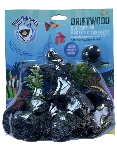 Aquarium Decor Magnetic Driftwood Outcropping Ornament –Wall-Mounted Fish Tank Accessory