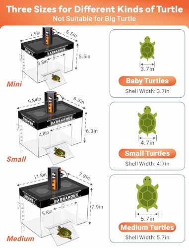 GOZILLA Adjustable Turtle Basking Platform with Basking Lamp, 7.9x5.5x5.5''Acrylic Turtle Topper & Dock, Hanging Platform Enclosure Warm Room for Baby Turtles, Reptiles.(Mini)