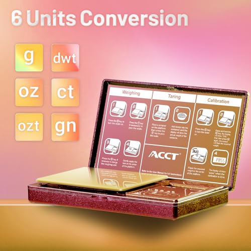 Digital Pocket Scale, 500g by 0.01g, Precision Gram Scale with Tare Scale Feature, 6 Units, Small Ounce Scale for Jewelry, Powder, Coins, Herb, Mini Scale with Battery - color: Pink