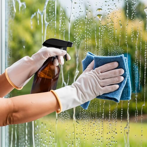 GLING 16 oz 2 Pack Amber Glass Spray Bottles, Refillable Empty Dark Glass Spray Bottle Great for Cleaning Solutions, Essential Oils, Hair, and Plants, Adjustable Nozzle for squirting and Mist