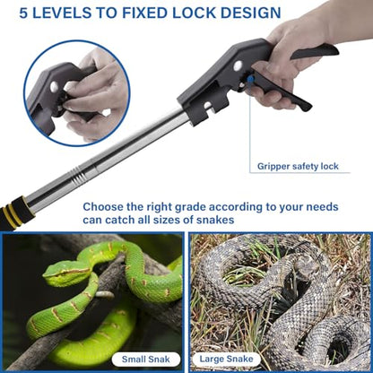 Snake Grabber Tool, 69inch Snake Tongs for Rattlesnake Reptile Tongs Long Reach Grabber Heavy Duty and Made of Stainless Steel Tube Sponge Handle (69inch (Black)) - size: 69inch (black)