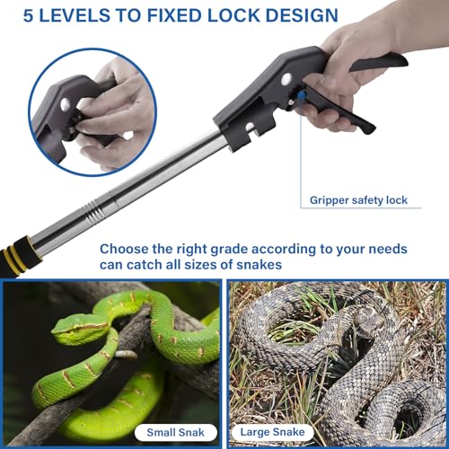 Snake Grabber Tool, 55inch Snake Tongs for Rattlesnake Reptile Tongs Long Catcher Reach Grabber Heavy Duty and Made of Stainless Steel Tube Sponge Handle (55inch (black)) - size: 55inch (black)