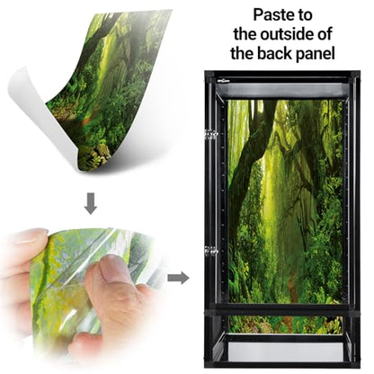 REPTI ZOO 16" x 16" x 30" Front Opening Chameleon Cage with 3-Sided Metal Mesh, 34 Gallon Screen Vertical Terrarium with Background Sticker, Tall Enclosure for Chameleon, Tree Frog, Arboreal Reptiles - size: 16" x 16" x 30"