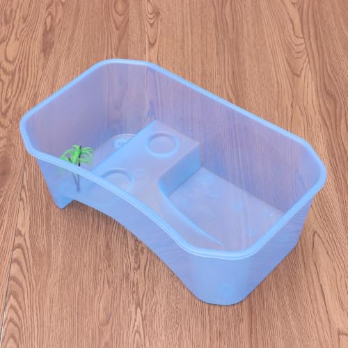 GANAZONO Plastic Turtle Tank with Drying Platform for Swimming and Hibernation, Sturdy Plastic Container for Small Turtles, Reptile Habitat Terrarium with Open Top Design