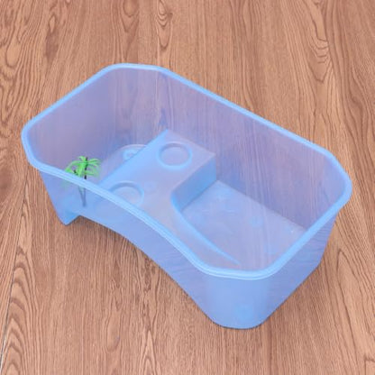 GANAZONO Plastic Turtle Tank with Drying Platform for Swimming and Hibernation, Sturdy Plastic Container for Small Turtles, Reptile Habitat Terrarium with Open Top Design