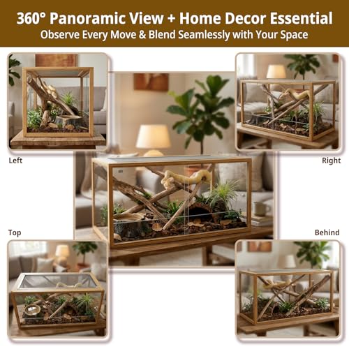 120 Gallon Bearded Dragon Tank,48"x24"x24"Bamboo Reptile Enclosure Also for Snake,Bearded Dragon,Turtle with Sliding Door Top Screen Ventilation,Stackable Large Reptile Terrariums - size: 48"x24"x24"