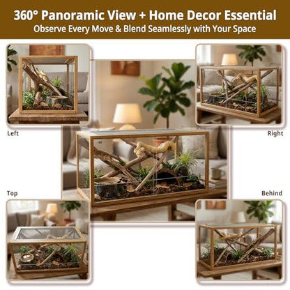 120 Gallon Bearded Dragon Tank,48"x24"x24"Bamboo Reptile Enclosure Also for Snake,Bearded Dragon,Turtle with Sliding Door Top Screen Ventilation,Stackable Large Reptile Terrariums - size: 48"x24"x24"