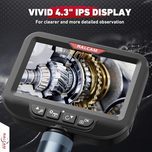 2-Way 180° Articulating Borescope Camera with Light, 6.2mm Ultra-Slim Probe, 4.3" HD Inspection Camera, 6.6FT Flexible Snake Industrial Endoscope for Automotive Engine Wall - size: 6.2mm