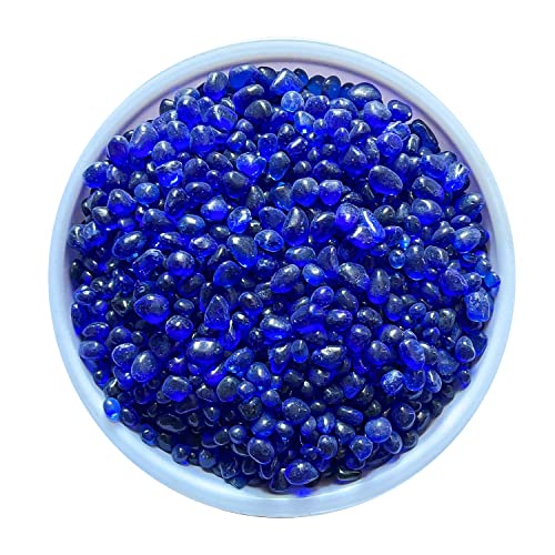 KISEER Clear Aquarium Glass Stone Bulk 1 LB Sea Glass Beads Gems Marbles Pebbles Gravel Rock for Aquarium, Fish Tank, Garden, Vase Fillers, Succulent Plants Decor (Blue) - color: Blue