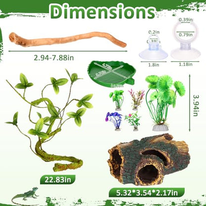 Foilswirl Bearded Dragon Tank Accessories Reptile Bridge Hammock Plants Jungle Climber Vines Terrarium Branch Plants Habitat Decoration for Hiding Climbing Snake Gecko Lizard Chameleon - style: Reptile Bridge