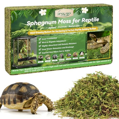 3.5OZ Natural Sphagnum Moss for Reptile Terrarium Substrate Bedding | 4QT High Expansion, Moisture Retention, Helps Shedding, Long Fibers Dried Moss for Leopard Gecko, Snake, Frog, Turtle - size: 3.5 OZ