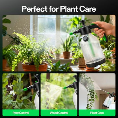 VIVOSUN 50oz Pump Sprayer, Portable Water Spray Bottle | for Spraying Plants, Flowers, Weeds and Cleaning, Hand Pump with Side Filling Port, Measuring Cup, Adjustable Nozzles - size: 50oz