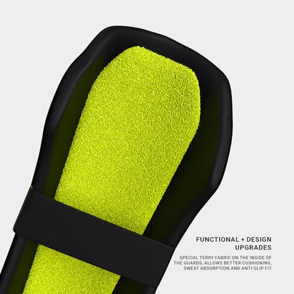 moonwalkr Cricket Wicket Keeping Shin Guards Cricket Guard for Keeper's Height (4'5" - 6'6") Wicket Keeping Pads Super Slim Gear Comes with a 3-inch Strap - color: Black