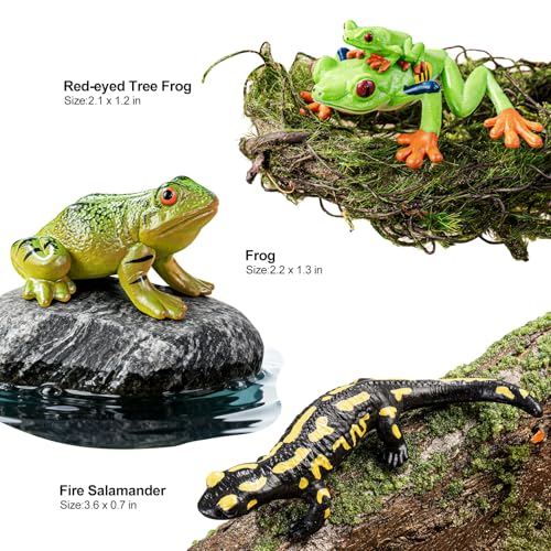 9PCS Amphibian Reptile Animals Figurines Frog Toys for Kids 3+ | Realistic, Safe, Rainforest Figurines, Salamanders Figures, Cake Toppers, Cupcake Decor, Birthday Gift for Boys Girls - style: 9PCS Amphibian Animals