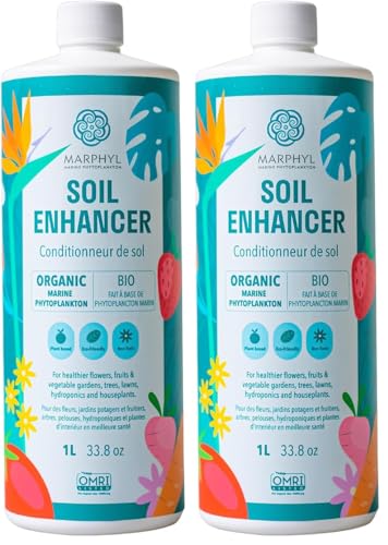 MARPHYL Plant Fertilizer Houseplants and Garden - Marine Phytoplankton Soil Improver and Hydroponic Fertilizer for Grasses, Bamboo, Succulents, & Vegetables - Organic Plant Liquid (Pack of 2) - size: 33.8 oz (Pack of 2)
